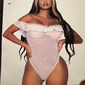 Elegant Off-Shoulder Lace Bodysuit - White